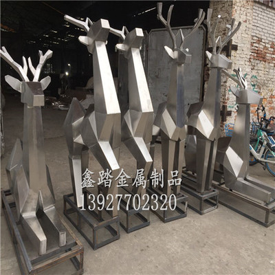 抽象幾何不銹鋼梅花鹿雕塑 建筑空間的藝術(shù)點(diǎn)睛之筆